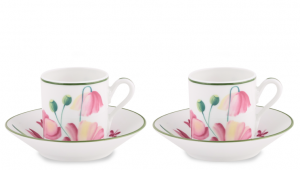 Ginori Florenza Malva Coffee Cups + Saucers  Set 2